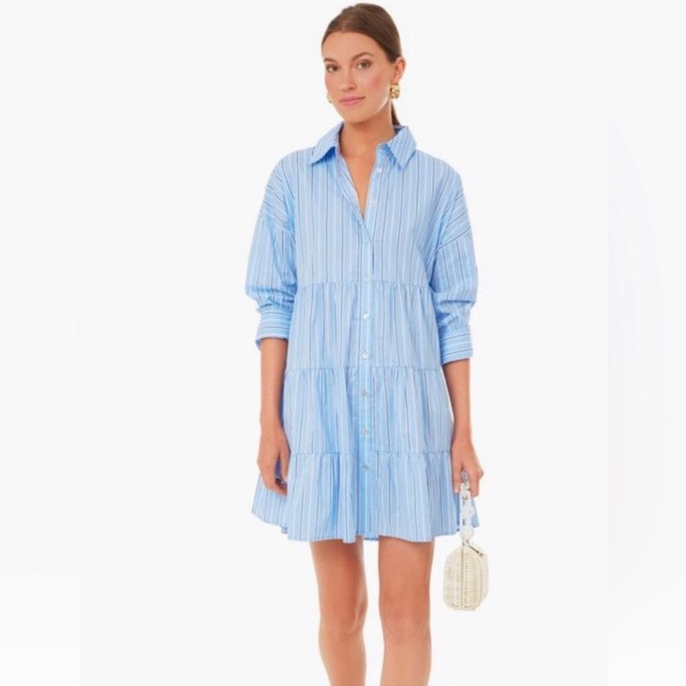 TUCKERNUCK Shades of Blue Striped Cara Dress - Size Medium - NEW w/out tags